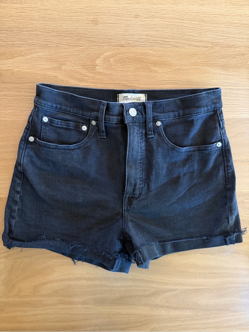 Madewell Black High-Rise Denim Shorts, Size 27
